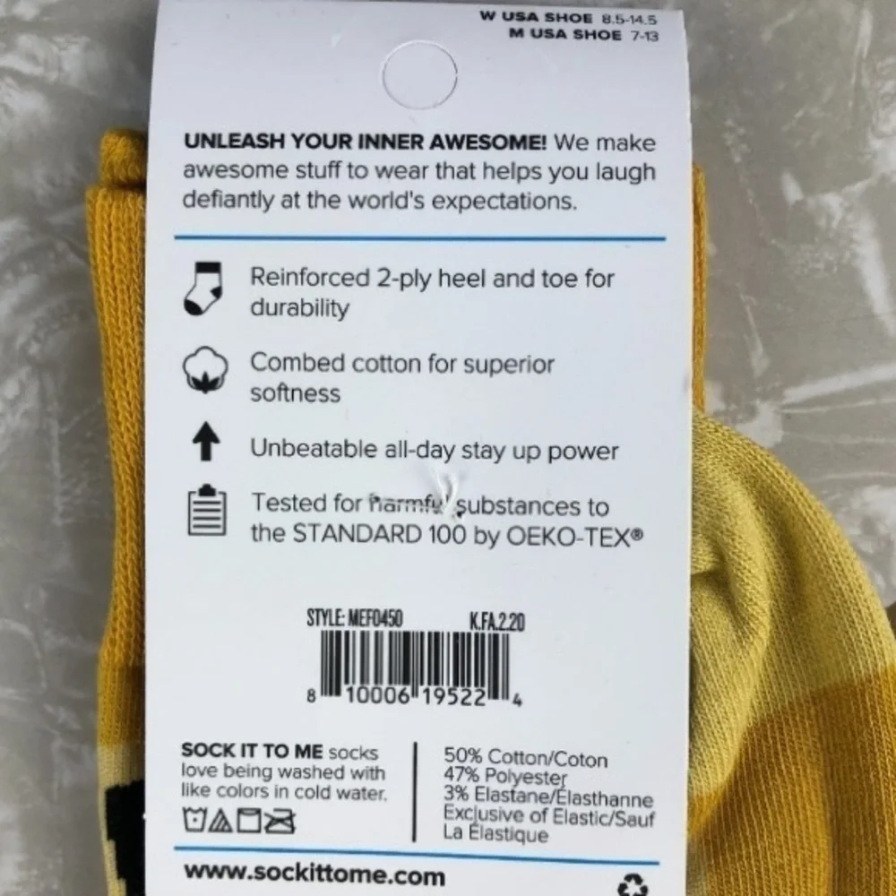 Sock It To Me NWT Yellow Beer Brew Master Crew Socks Novelty Beer Crawl Brewery - Picture 5 of 12